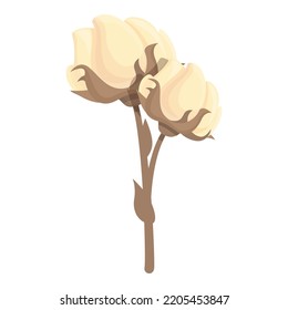 Material cotton icon cartoon vector. Flower plant. Fabric texture