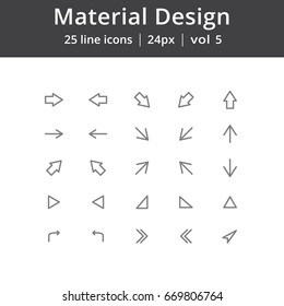 Material Design Arrows Line Icons