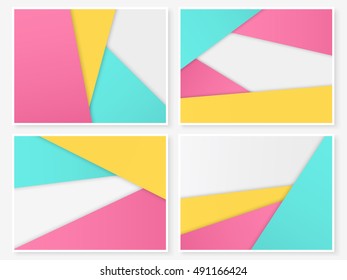 Material design backgrounds. Modern paper templates. Geometric banners. Material design style illustration. Simple vector for web design and business printed products.