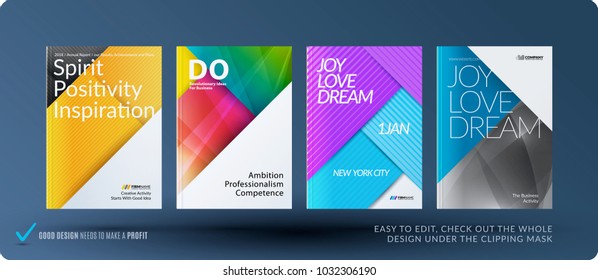 Material design of brochure set, abstract annual report, horizontal cover
