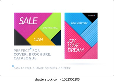 Material design of brochure set, abstract annual report, horizontal cover