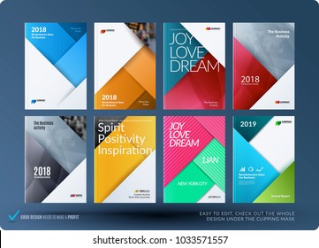 Material design of brochure set, abstract annual report, horizontal cover