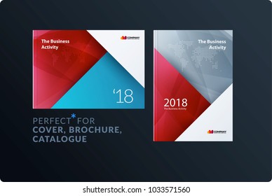 Material design of brochure set, abstract annual report, horizontal cover