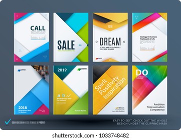 Material design of brochure set, abstract annual report, horizontal cover layout, flyer