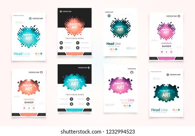 Material design of brochure set, abstract annual report, horizontal cover. Set of design of brochure, abstract annual report, cover modern layout, flyer.