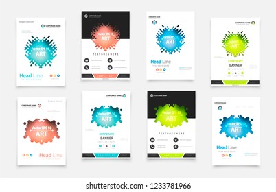 Material design of brochure set, abstract annual report, horizontal cover. Set of design of brochure, abstract annual report, cover modern layout, flyer.