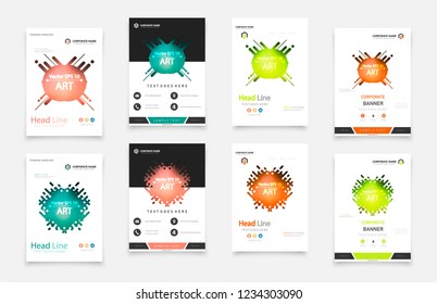 Material design of brochure set, abstract annual report, horizontal cover. Set of design of brochure, abstract annual report, cover modern layout, flyer.