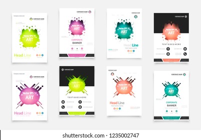 Material design of brochure set, abstract annual report, horizontal cover. Set of design of brochure, abstract annual report, cover modern layout, flyer.
