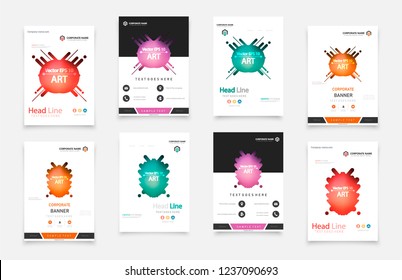 Material design of brochure set, abstract annual report, horizontal cover. Set of design of brochure, abstract annual report, cover modern layout, flyer.