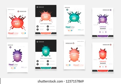 Material design of brochure set, abstract annual report, horizontal cover. Set of design of brochure, abstract annual report, cover modern layout, flyer.