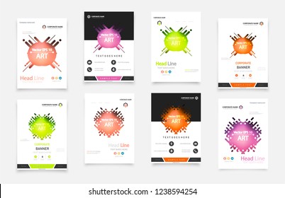 Material design of brochure set, abstract annual report, horizontal cover. Set of design of brochure, abstract annual report, cover modern layout, flyer.