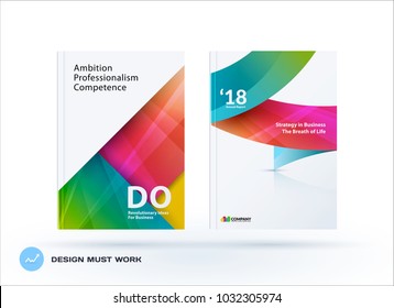 Material Design Of Business Brochure Set, Abstract Horizontal Cover