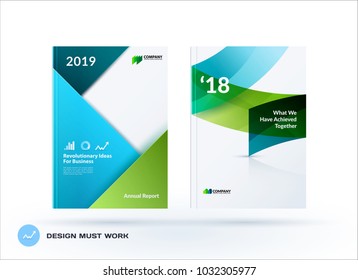 Material design of business brochure set, abstract horizontal cover