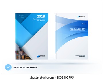 Material design of business brochure set, abstract horizontal cover