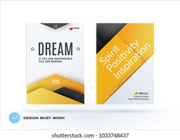 Material design of business brochure set, abstract horizontal cover