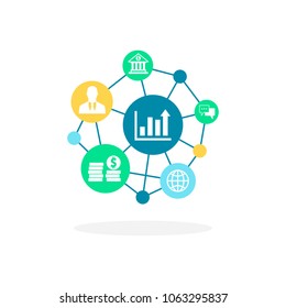 Material design with business icons set for social media, networking, marketing, campaign and apps. 