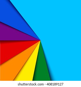 Material design color spectrum background, rainbow layered paper backdrop with place for text, abstract sheets template vector illustration, used for paint or artistic shops, web sites