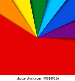 Material design color spectrum background, rainbow layered paper backdrop with place for text, abstract sheets template vector illustration, used for paint or artistic shops, web sites