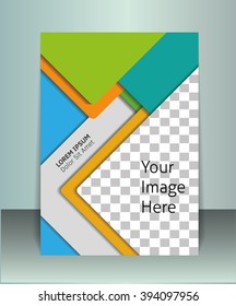Cubierta de diseño de material con un lugar para su imagen. Plantilla de diseño abstracto.