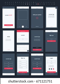 Material Design Mail App Kit for Mobile with wireframe