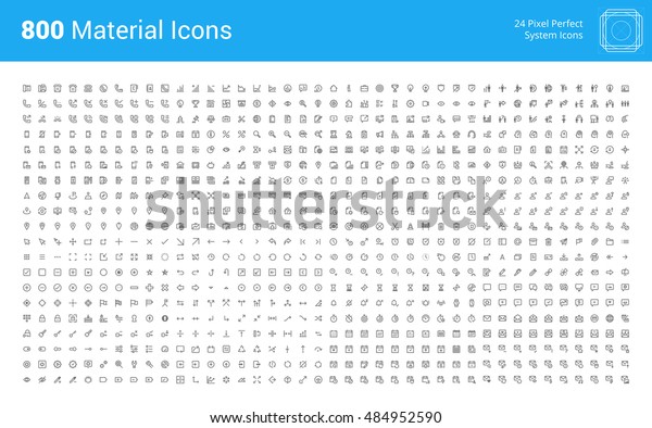 Material design pixel perfect icons set. Thin line\
icons for business, marketing, social media, UI and UX, finance and\
banking, navigation, mobile app, communication, action icons,\
management, seo. 