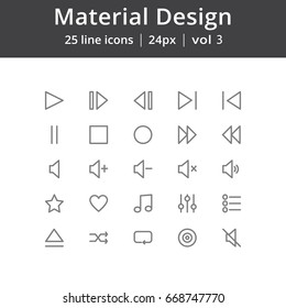 Material Design Play Line Icons