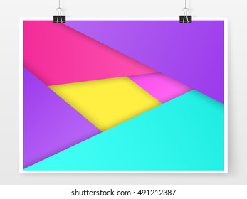 Material design poster. Modern paper colorful banner template. Material design style illustration. Simple vector for web design and business printed products.