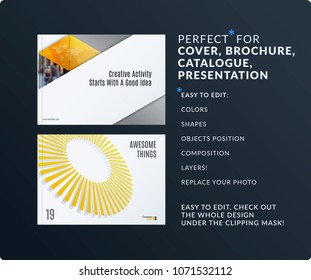Material design presentation. Abstract colourful vector set of modern horizontal templates with layers for business