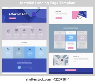 Material design responsive landing page or one page website template