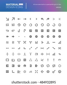 Material design solid icons set. Premium quality pixel perfect arrow icons for web and app design development.