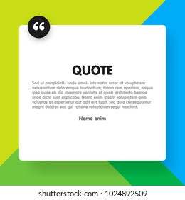 Material design style background and quote rectangle with sample text information vector illustration template.