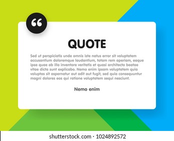 Material design style background and quote rectangle with sample text information vector illustration template.