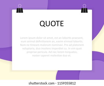 Material design style background and quote rectangle with sample text information vector illustration template.