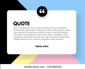 Material design style background and quote rectangle with sample text information vector illustration template.