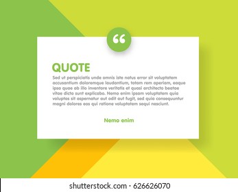 Material design style background and quote rectangle with sample text information vector illustration template.