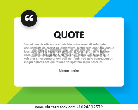 Material design style background and quote rectangle with sample text information vector illustration template.