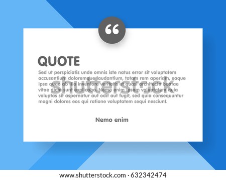 Material design style background and quote rectangle with sample text information vector illustration template