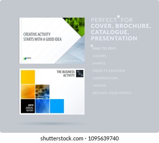 Material design style presentation template with colourful rectangles shadows. Abstract vector set of modern horizontal banners