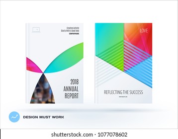 Material design template with colourful circles intersections. Creative abstract brochure set, annual report