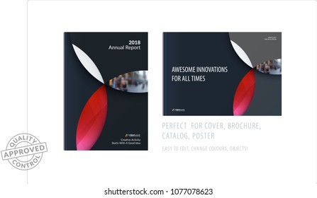 Material design template with colourful circles intersections. Creative abstract brochure set, annual report, horizontal cover, flyer