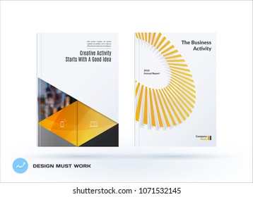 Material design template. Creative yellow colourful abstract brochure set, annual report, horizontal cover