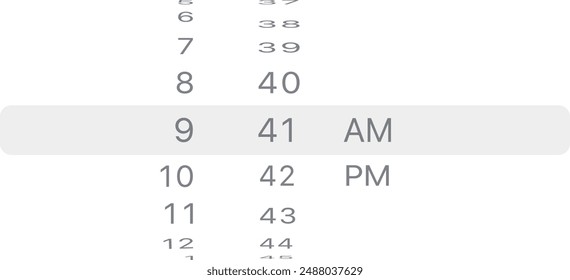 Material design time picker. Clean time picker ui design. GUI element interface for alarm app and stop watch to choose timer