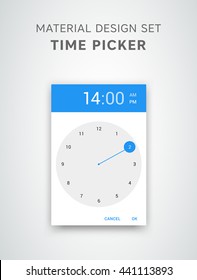 Material design time picker. Clean time picker ui design. GUI elements