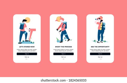 Material Design Travel Agency mobile app UI, UX, Splash Screen. Responsive website