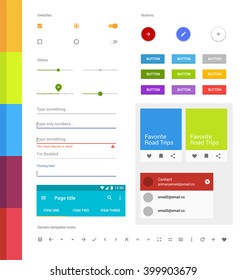 Material design ui set. Modern ui elements. Set of simple icons. Android UI kit