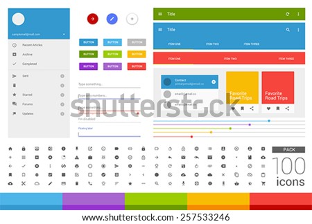 Material design ui set. Modern ui elements. Set of simple icons