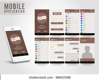 Material Design UI, UX, GUI screens and flat web icons for mobile apps, responsive website with Sign Up, Login Form, Contact List, Chat List and Call List, Message Preview and Calling Features. 