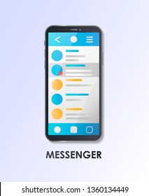 Material Design UI/UX and GUI Screens. Mobile apps kit template. User interface display. Concept for web page, banner, presentation, social media. Flat vector illustration. Chat interface. Select menu