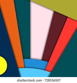 Material design vector abstract background illustration with different levels surfaces and circles. Space for test of your flyer or certificate.