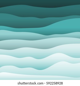 Material design vector backdrop. Abstract colorful bright background in blue and turquoise tones of the undulating shapes.